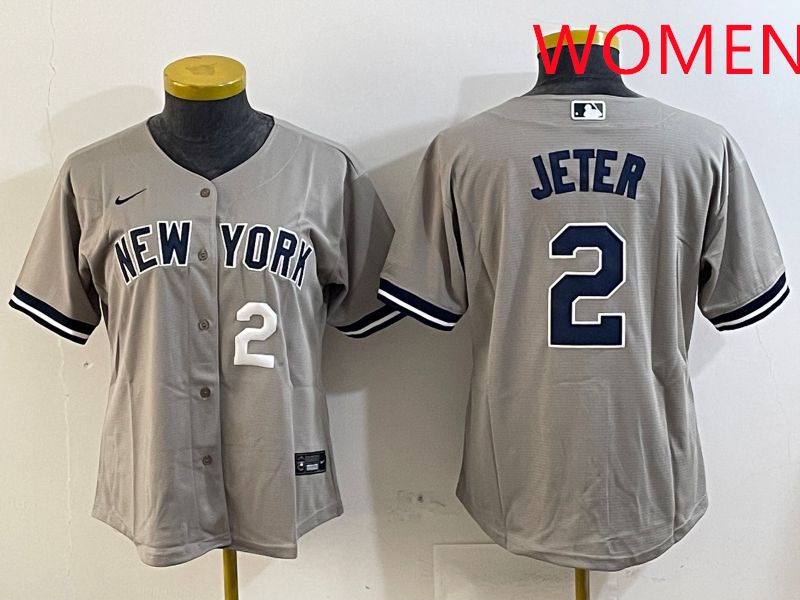 Women New York Yankees 2 Jeter Grey Game 2025 Nike MLB Jersey style 9